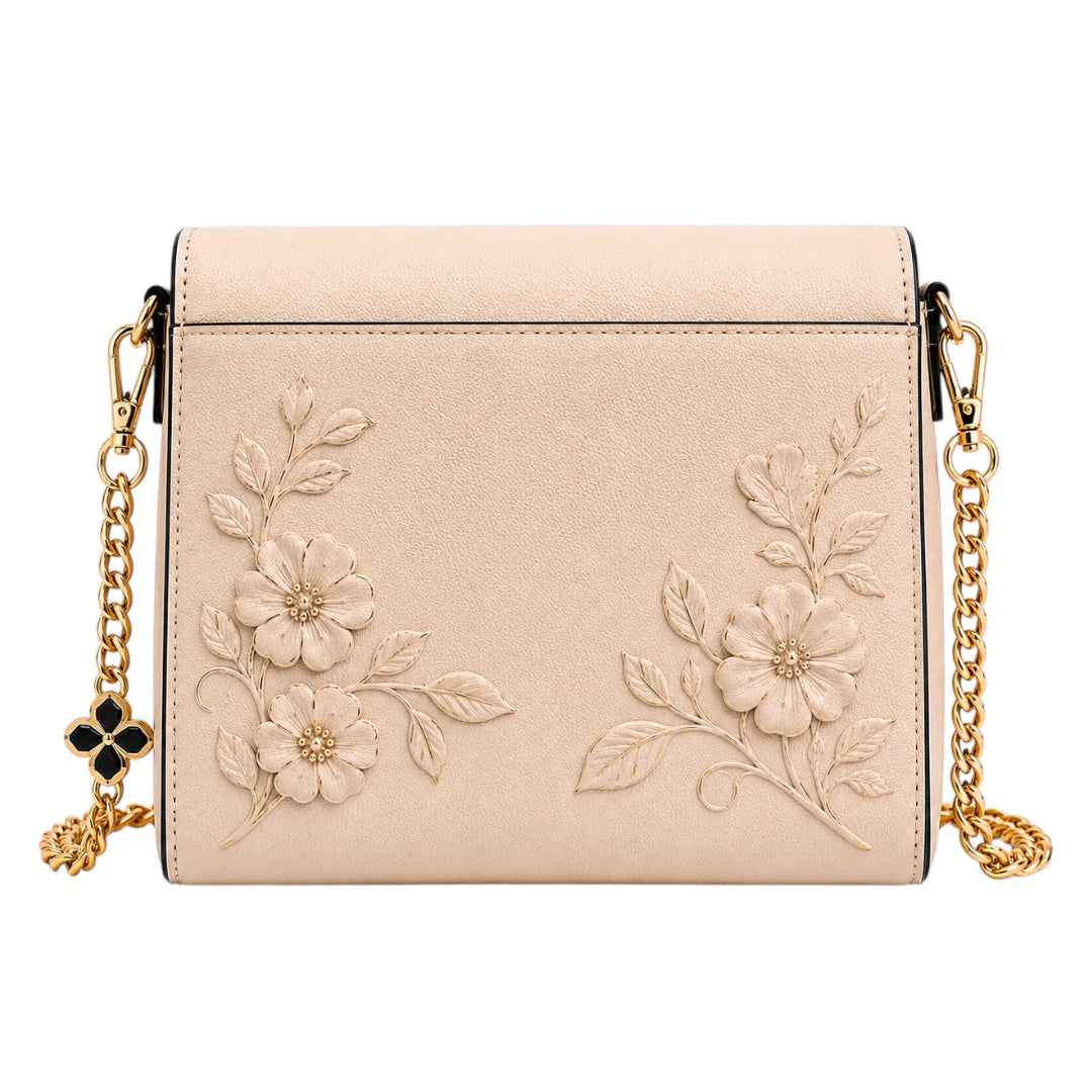 Blushbags Beige Floral Luxe Chain Shoulder Bag