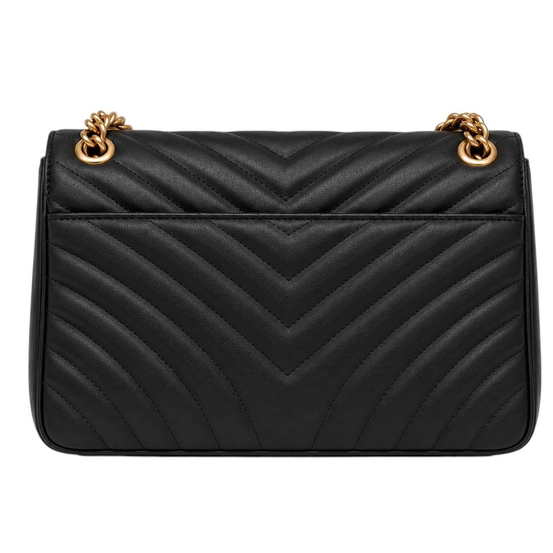 Blushbags Black Quilted Chain Shoulder Bag  Luxury Black Women’s Crossbody Purse