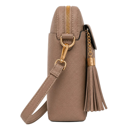 Blushbags Women’s Brown Tassel Crossbody Handbag Elegant Leather Shoulder Bag