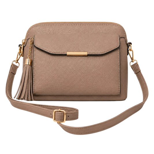 Blushbags Women’s Brown Tassel Crossbody Handbag Elegant Leather Shoulder Bag